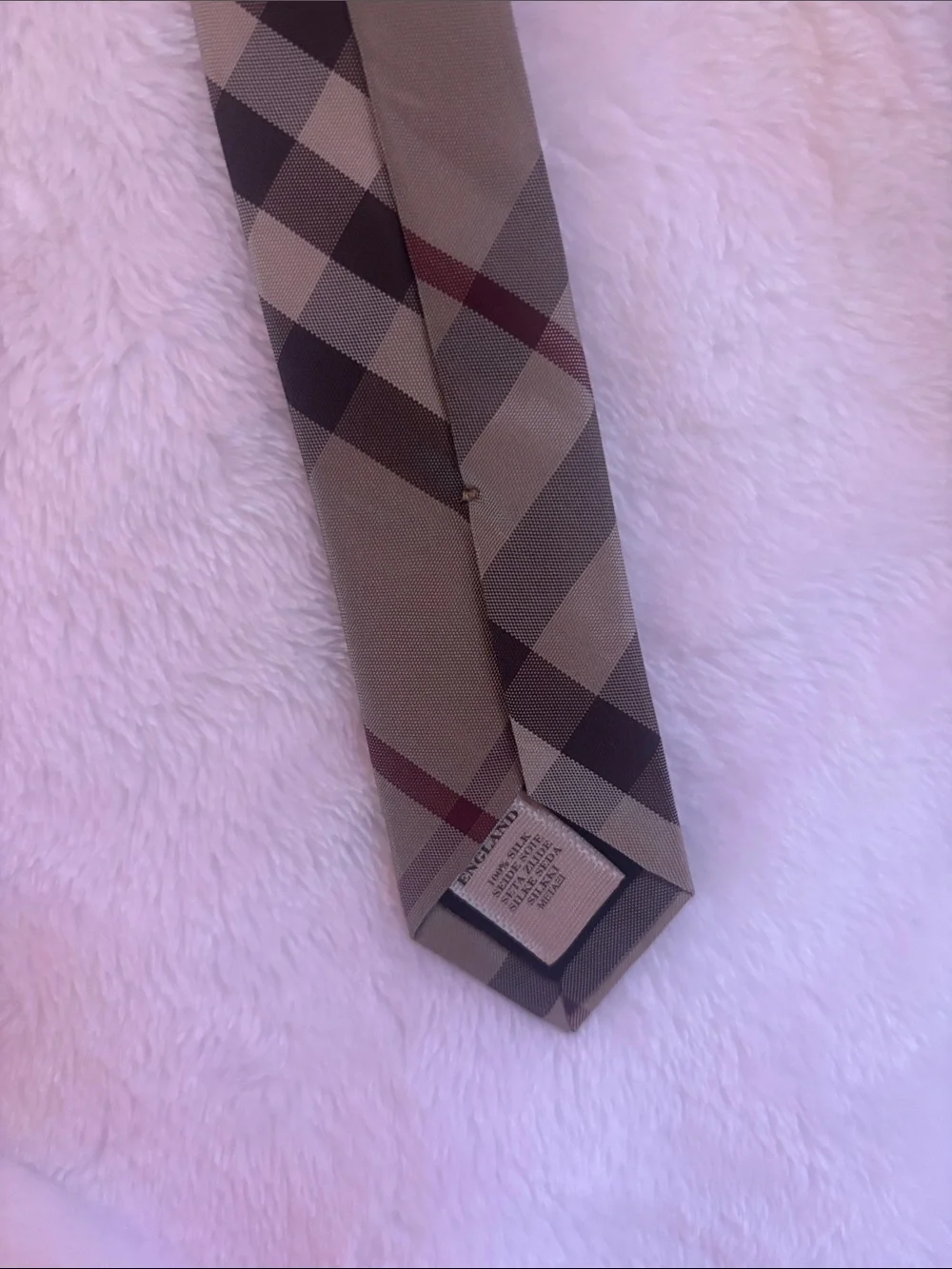 Burberry Kids Plaid Tie in Beige, Brown, Black